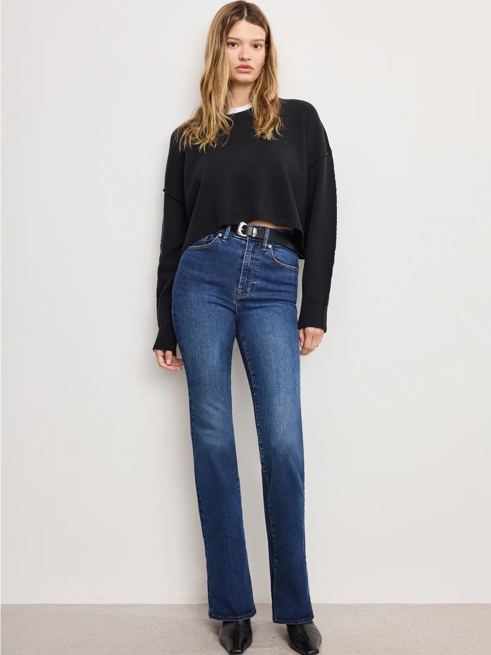 Good American Women's Boot Cut Jeans in Dark Blue